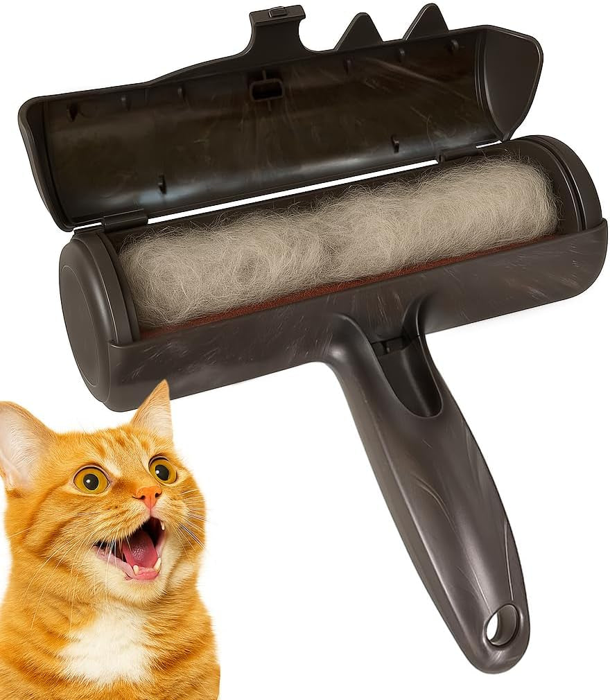 Pet Hair Remover Roller - Lint Roller for Pet Hair - Self Cleaning Dog & Cat Hair Remover - Remove Dog, Cat Hair from Furniture, Carpets, Bedding, Clothing and More. (Grey)